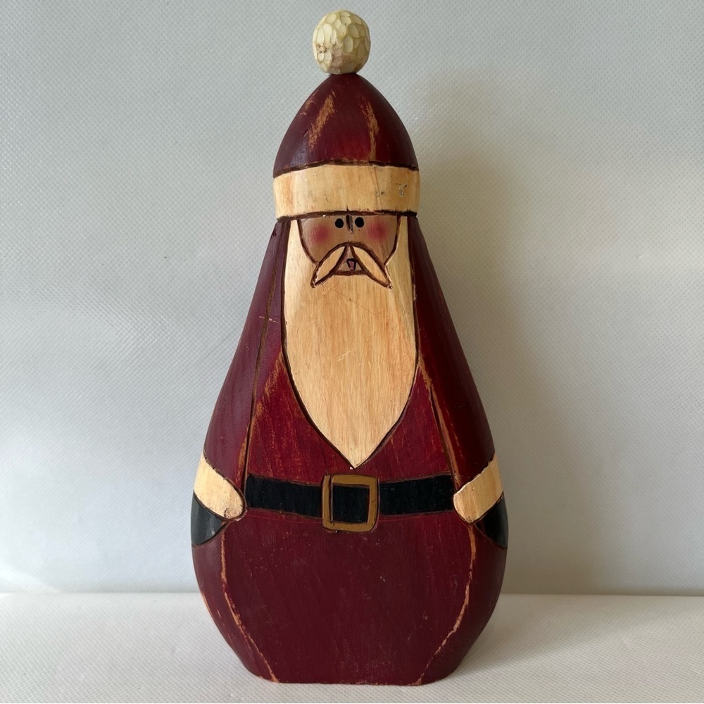 Vintage Wood Painted Santa Figurine Primitive Folk Art